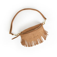 Load image into Gallery viewer, Tan Suede removeable Fringe Bum Bag
