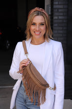 Load image into Gallery viewer, Tan Suede removeable Fringe Bum Bag
