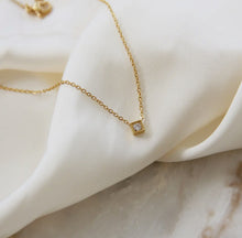 Load image into Gallery viewer, Rose Gold Square Petite Stone Necklace
