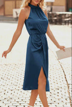 Load image into Gallery viewer, Sienn Satin Ruched Sleeveless Dress