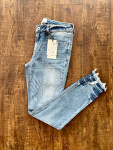 Load image into Gallery viewer, Special A Mid Rise Raw Hem Skinny Jeans