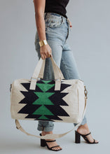 Load image into Gallery viewer, Cream, Navy &amp; Green Aztec Duffel
