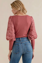 Load image into Gallery viewer, Miley Textured Puff Sleeve Bodysuit
