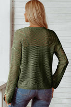 Load image into Gallery viewer, Open Knit Buttoned Neck Split Sleeve Sweater
