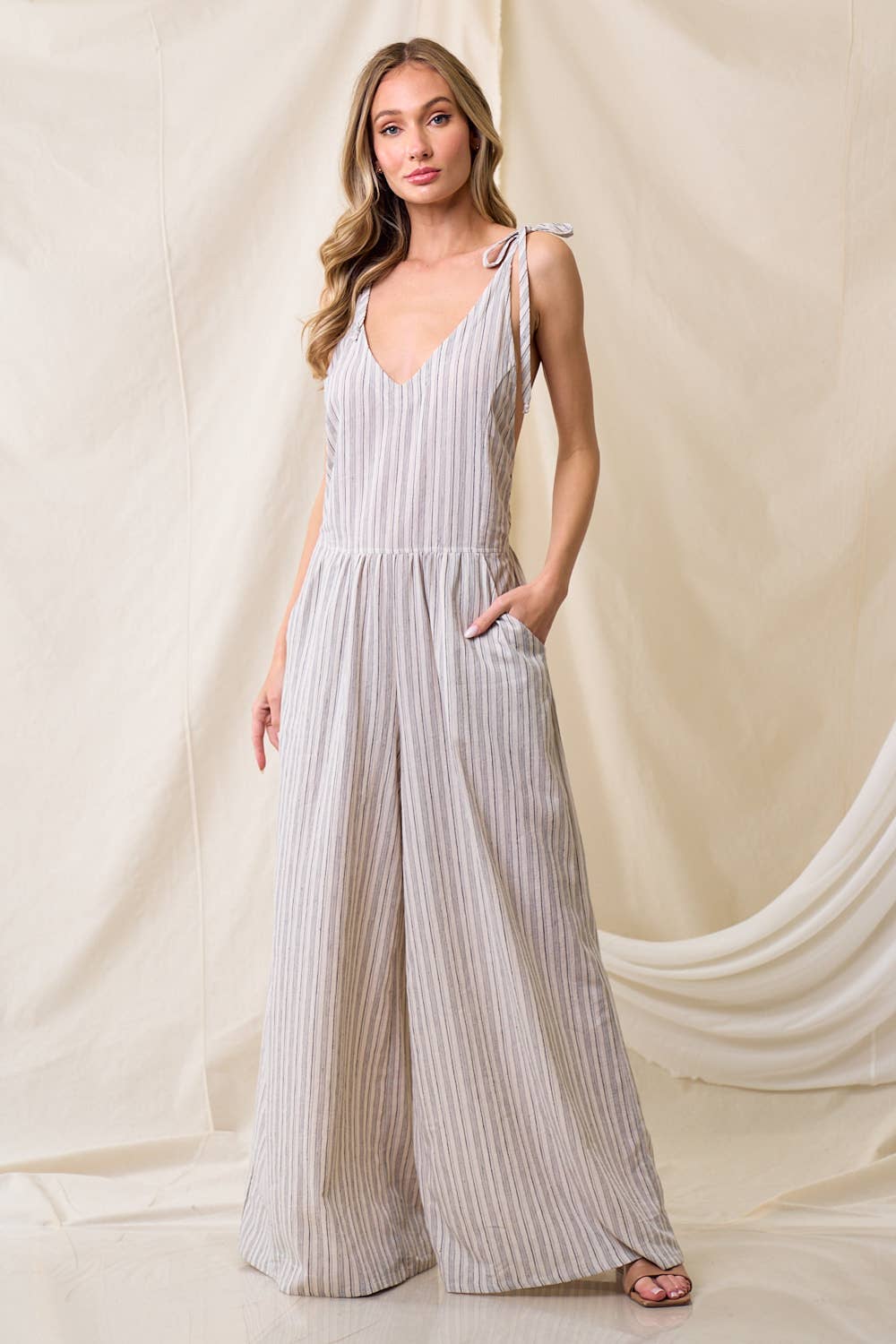 Striped Linen Jumpsuit