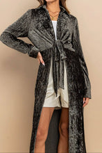 Load image into Gallery viewer, Mena Metallic Open Front Tie Long Duster
