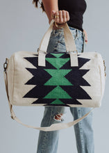 Load image into Gallery viewer, Cream, Navy &amp; Green Aztec Duffel
