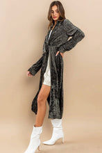 Load image into Gallery viewer, Mena Metallic Open Front Tie Long Duster
