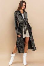 Load image into Gallery viewer, Mena Metallic Open Front Tie Long Duster
