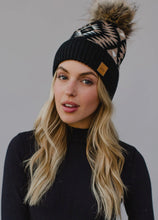 Load image into Gallery viewer, Chey Beanie in black, tan and cream
