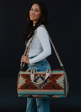 Load image into Gallery viewer, Rustic Red Aztec Duffel
