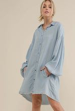 Load image into Gallery viewer, Faith Raw Edge Chambray Dress
