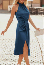 Load image into Gallery viewer, Sienn Satin Ruched Sleeveless Dress
