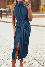 Load image into Gallery viewer, Sienn Satin Ruched Sleeveless Dress
