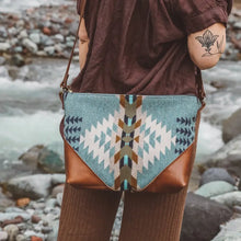 Load image into Gallery viewer, Boho Pendleton Wool Crossbody-Large Blue
