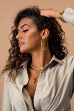 Load image into Gallery viewer, Chelsea Beaded Hoop - White or Yellow Gold
