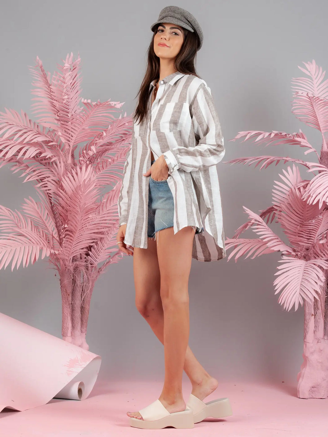 Drew Striped Coconut Button Down