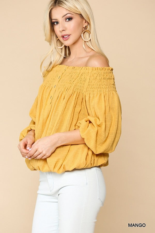 Maybel Off Shoulder Top with Balloon Sleeve