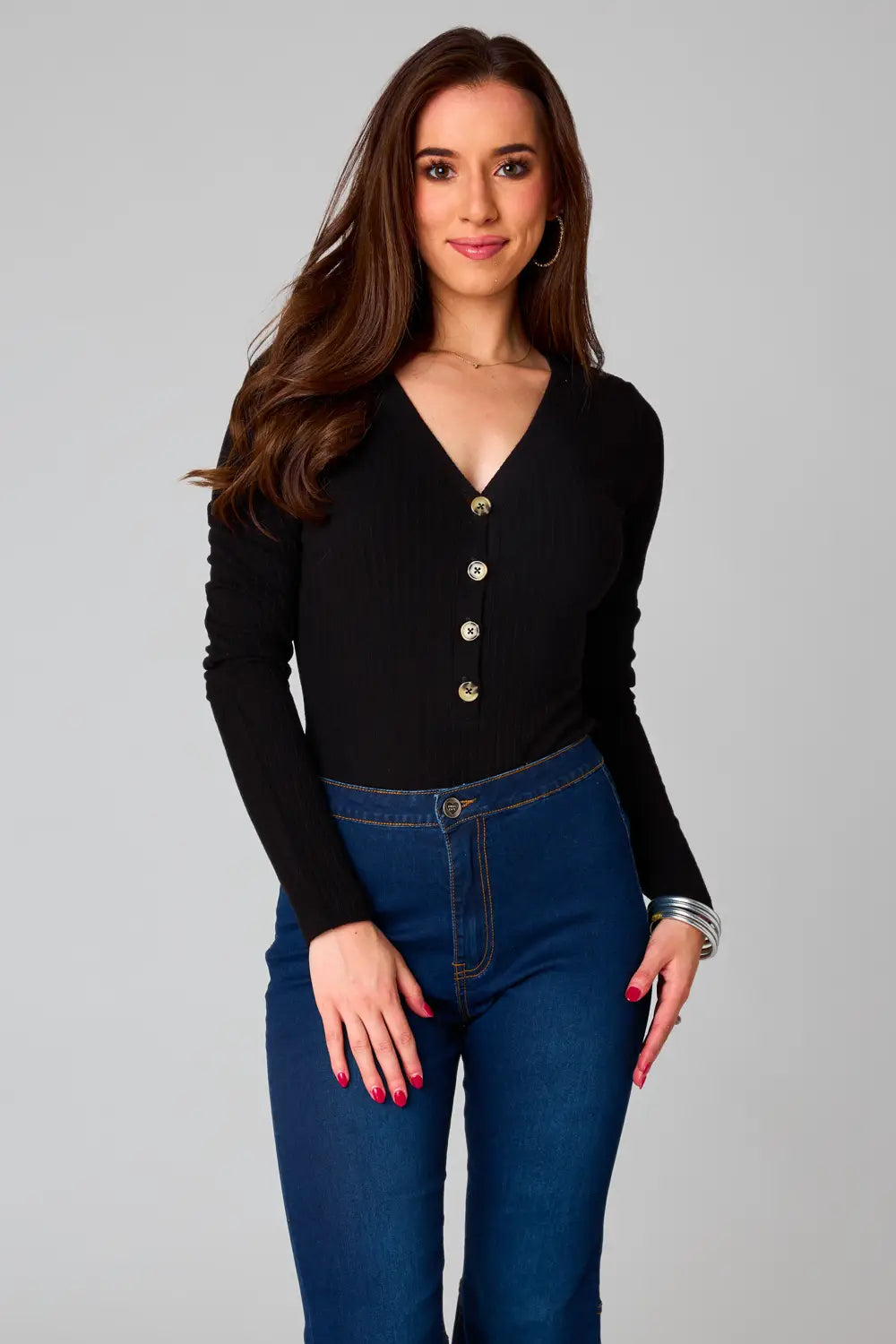 Harper Long Sleeve Button Up Bodysuit