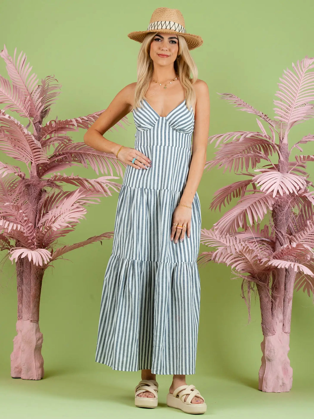 Lilah Striped Dress in Navy