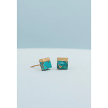 Load image into Gallery viewer, Lorena Square Turquoise Stud Earrings
